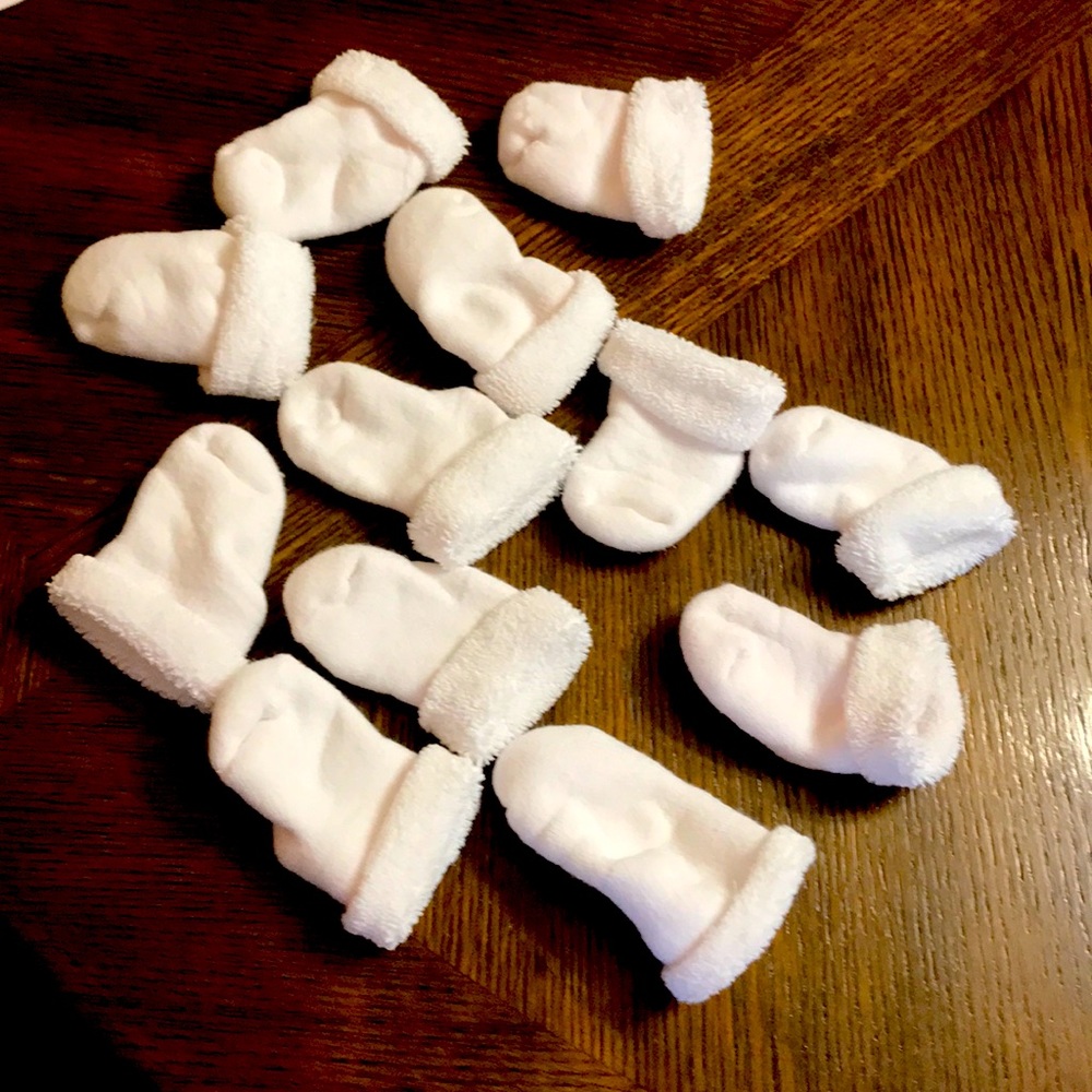 Cute fuzzy white socks for baby